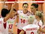 n/z.: Od lewej 13- Milena Rosner , 14- Maria Liktoras i Katarzyna Skowronska ciesza sie po udanej akcji . Polska-Bulgari . Mistrzostwa Europy Kobiet 2007 . Women's Indensit European Championships Volley-Ball 2007 .Hasselt . 2007-09-23 , fot.: Jakub Piasecki / mediasport